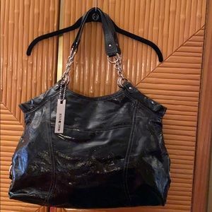 Patent leather hand bag